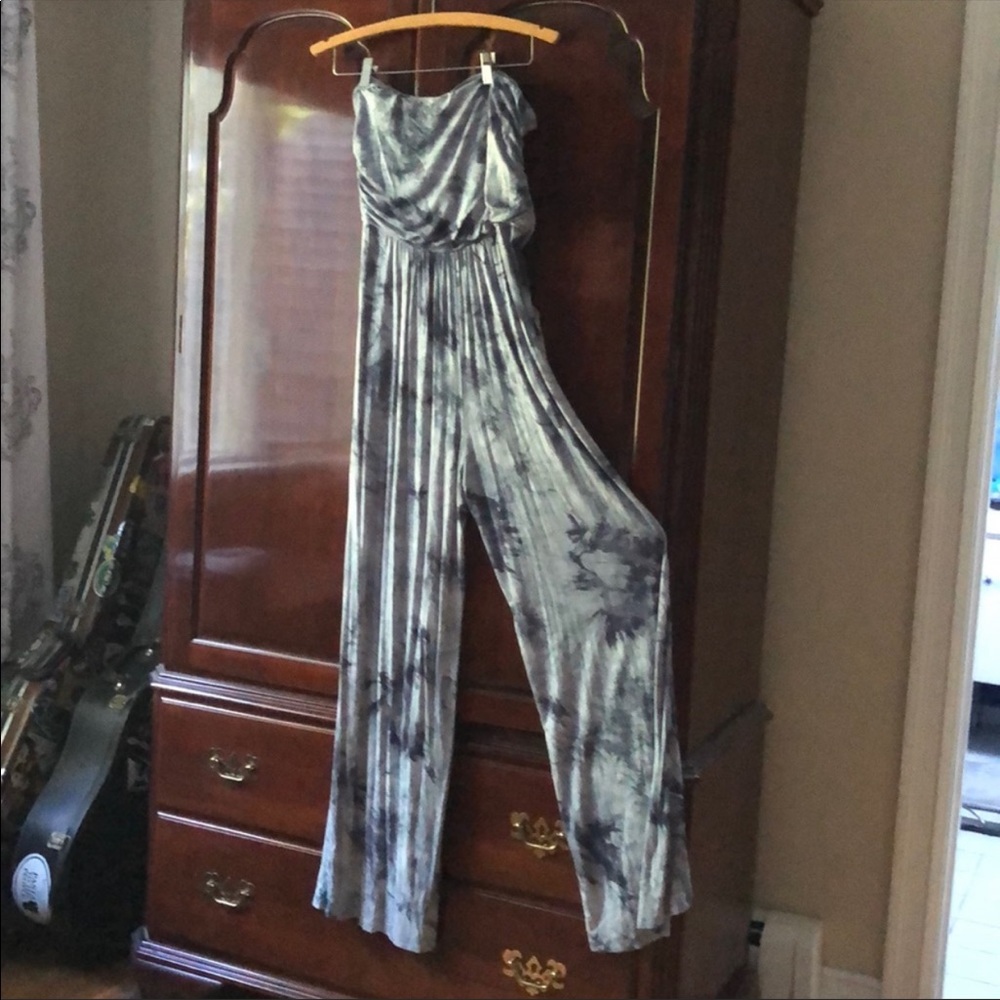 Strapless tie dye jumpsuit